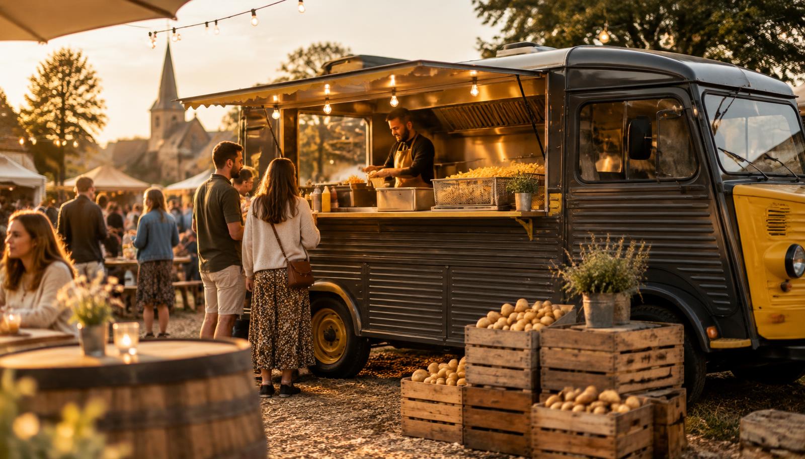 Le food-truck Frites & Frangins installé pour un événement